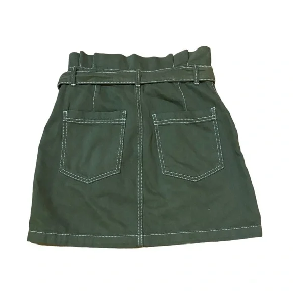 Free People Splendor in the Grass olive khaki paper bag waist cargo skirt - Picture 7 of 12